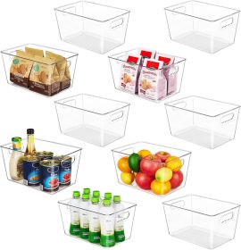 Clear Pantry Storage Organizer Bins, 10 Pack Plastic Food Storage Bins with Handle for Kitchen,Refrigerator, Freezer,Cabinet Organization and Sto